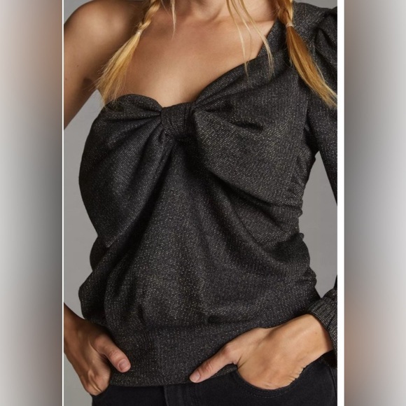 Anthropologie Current Air Bow-Tie One-Shoulder Top - Picture 2 of 7